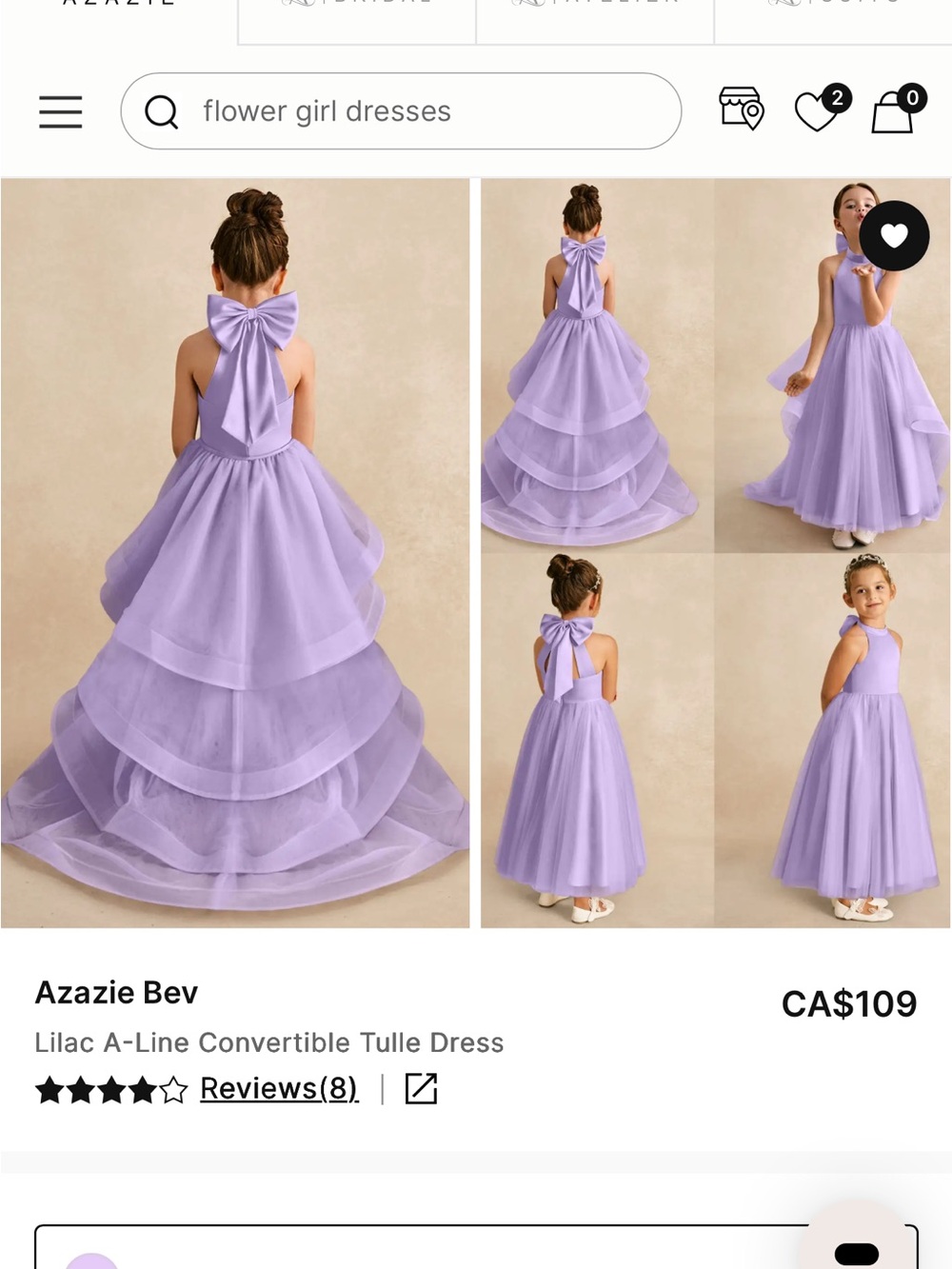 Azazie Lilac Convertible Tulle A-Line Dress